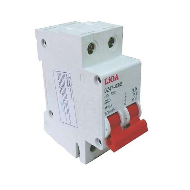 Cầu dao tự động an toàn (APTOMAT) LIOA 2 cực 50A dòng cắt 4,5KA LIOA MCB2050/4,5