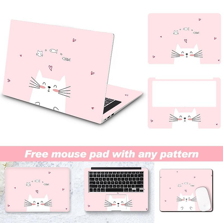 Bộ miếng dán trang trí laptop miếng lót chuột hoạt hình 12/13/14/15/17inch DIY