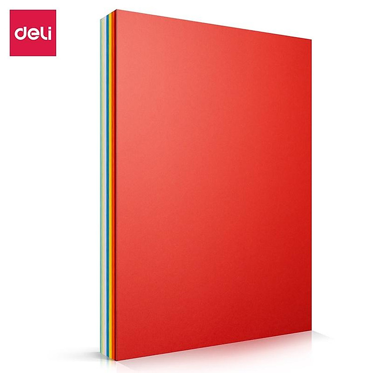 Giấy in A4 nhiều màu khổ Deli - Định lượng 80gsm - 100 trang/tệp - 2 tông màu pastel / sặc sỡ - 7788