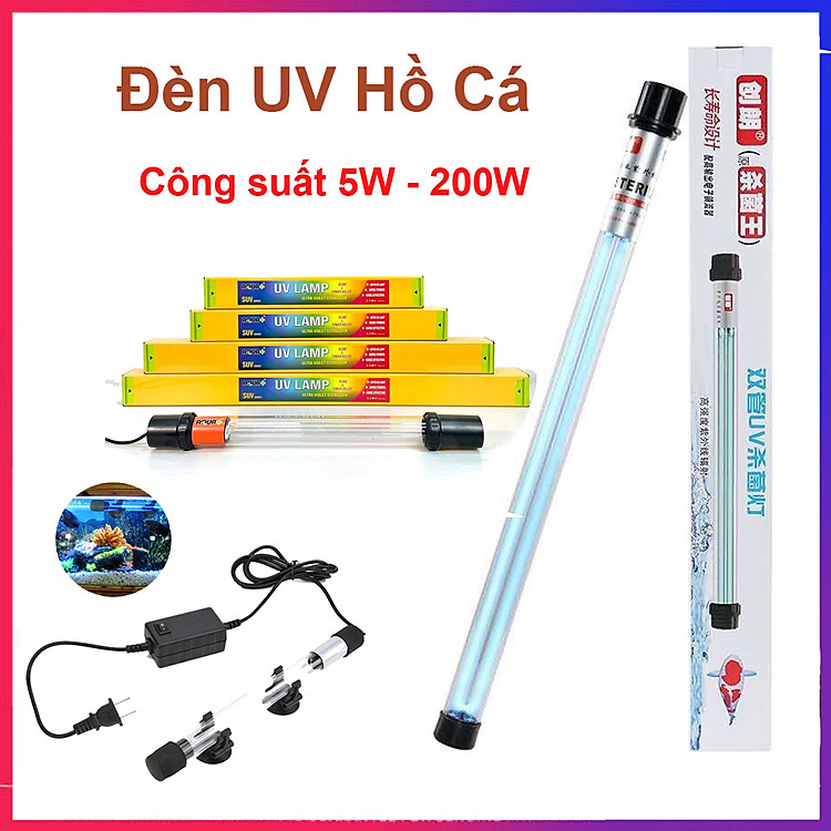 Đèn UV 5W - 200W Diệt Khuẩn Hồ Cá Lớn, Xử Lý Nước Thải, Sinh Hoạt, Sạch Nước 7 Ngày