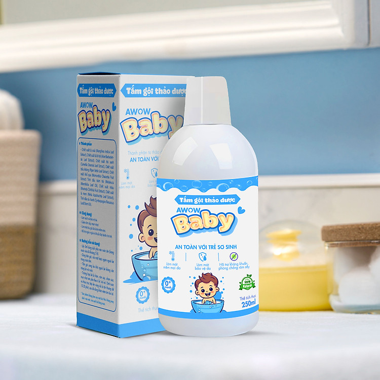 Nước Tắm Gội Thảo Dược AWOW BABY 250ml Chính hãng Tiết kiệm - Hình ảnh 3