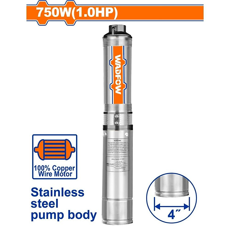 MÁY BƠM GIẾNG SÂU 4"- 750W (1.0HP) (CÓ HỘP ĐIỀU KHIỂN) WADFOW WWPD6031 - HÀNG CHÍNH HÃNG