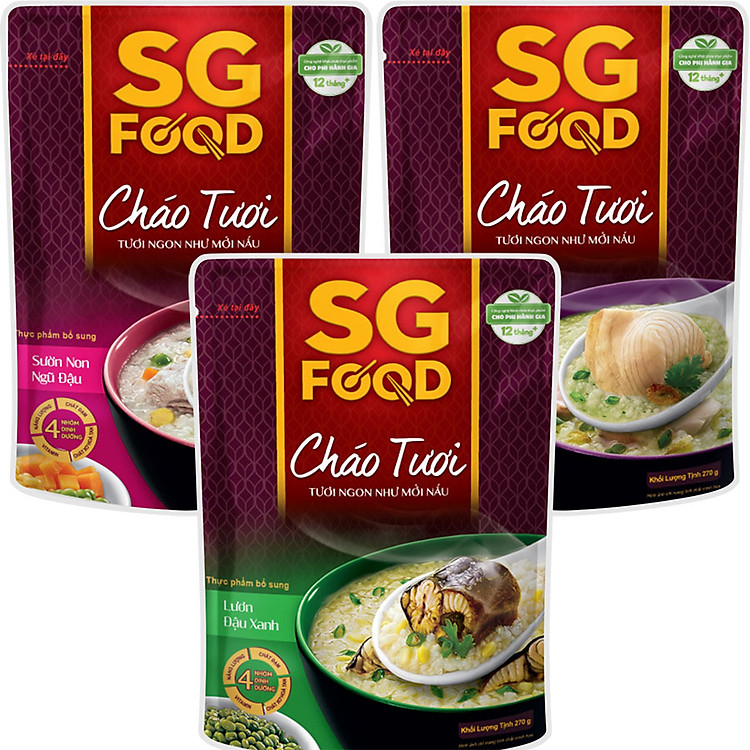 Lốc 3 - Cháo Tươi 270g, Sườn Non, Lươn, Cá Lóc