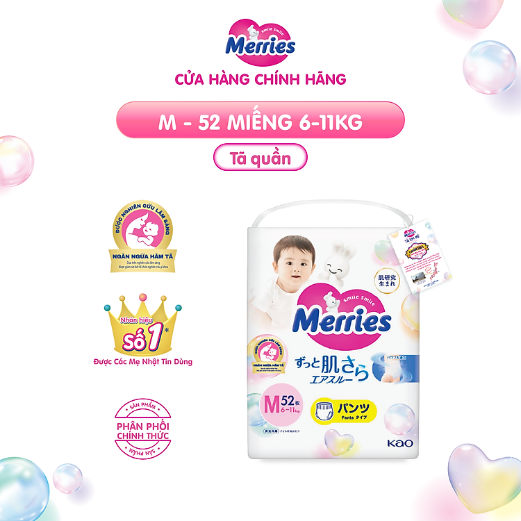 Mua Tã quần Merries size M - 52 miếng Tiết kiệm - Hình ảnh 2