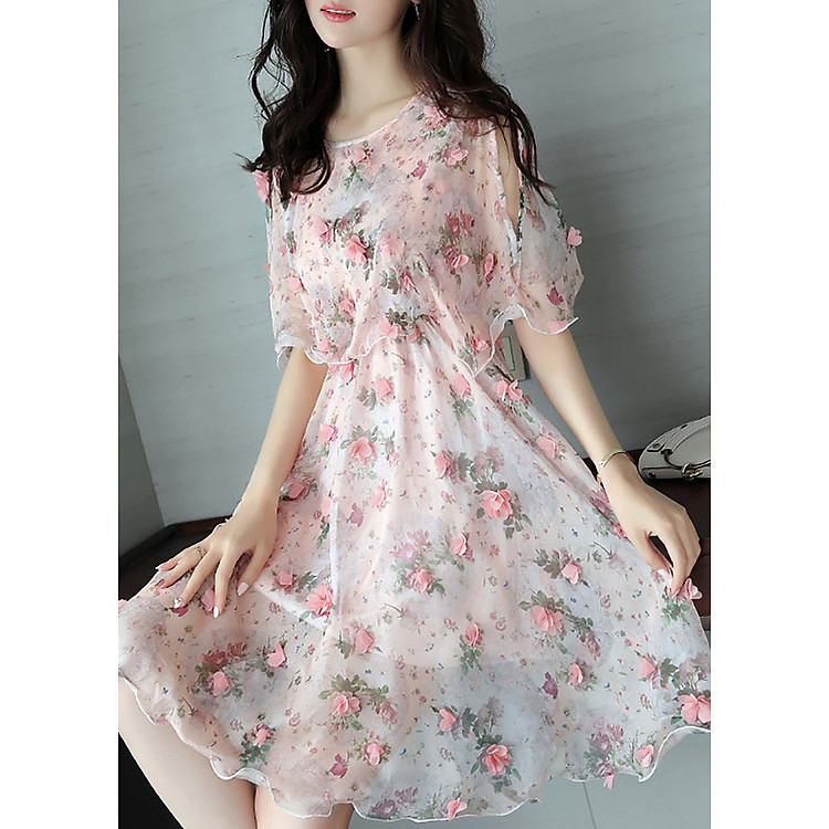 Đầm xòe hoa sang trọng cao cấp BY4306