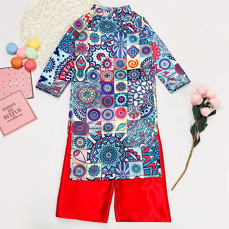 Set Áo Dài Bé Gái Hello Cô Mị Bonchop