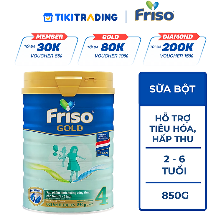 Sữa Bột Friso Gold 4 850g (Dành Cho Trẻ Từ 2 - 6 Tuổi)