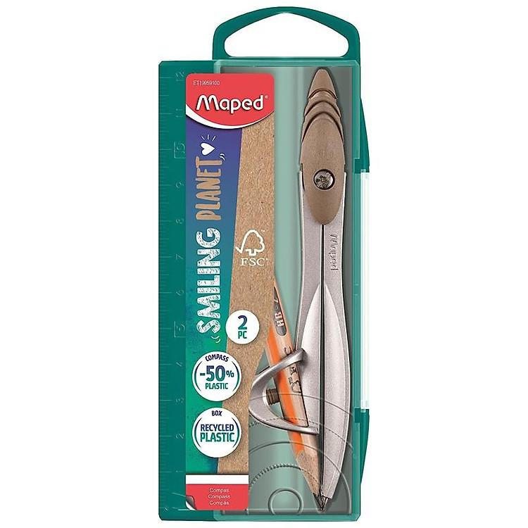 Bộ Compa Kèm Bút Chì Gỗ FSC Smiling Planet - Maped - Ảnh 2