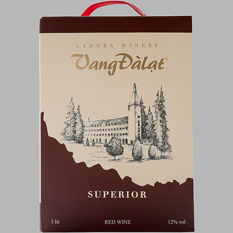 Rượu Vang Đỏ Đà Lạt Ladofoods Superior Red Wine hộp 3L 12%