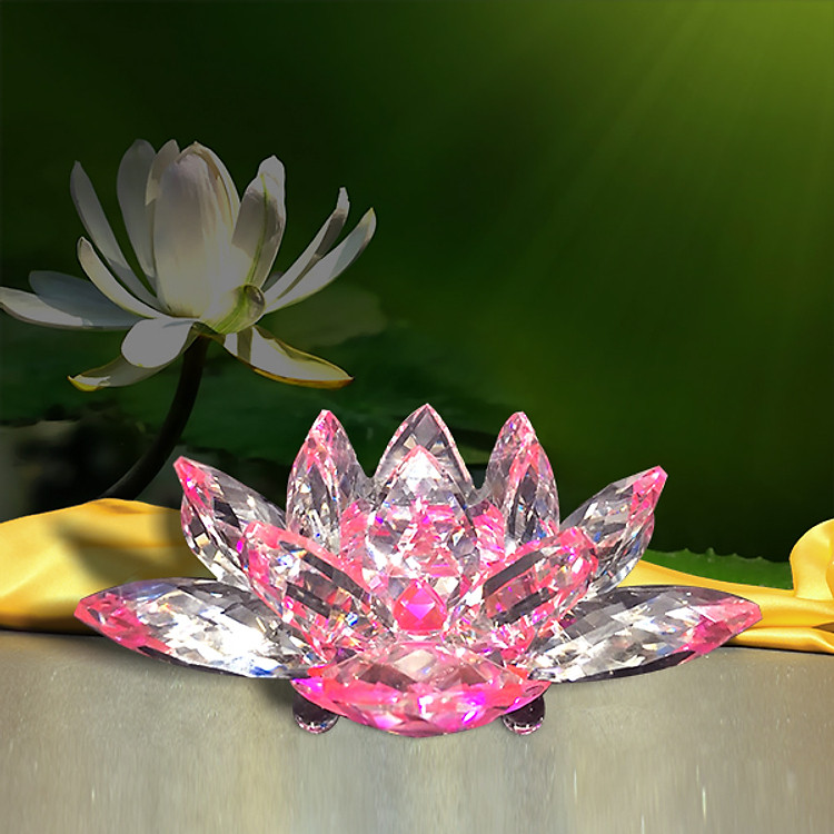 Hoa Sen Pha Lê Cao Cấp Hồng/Vàng - Trang trí Bàn Thờ/ Phòng Khách