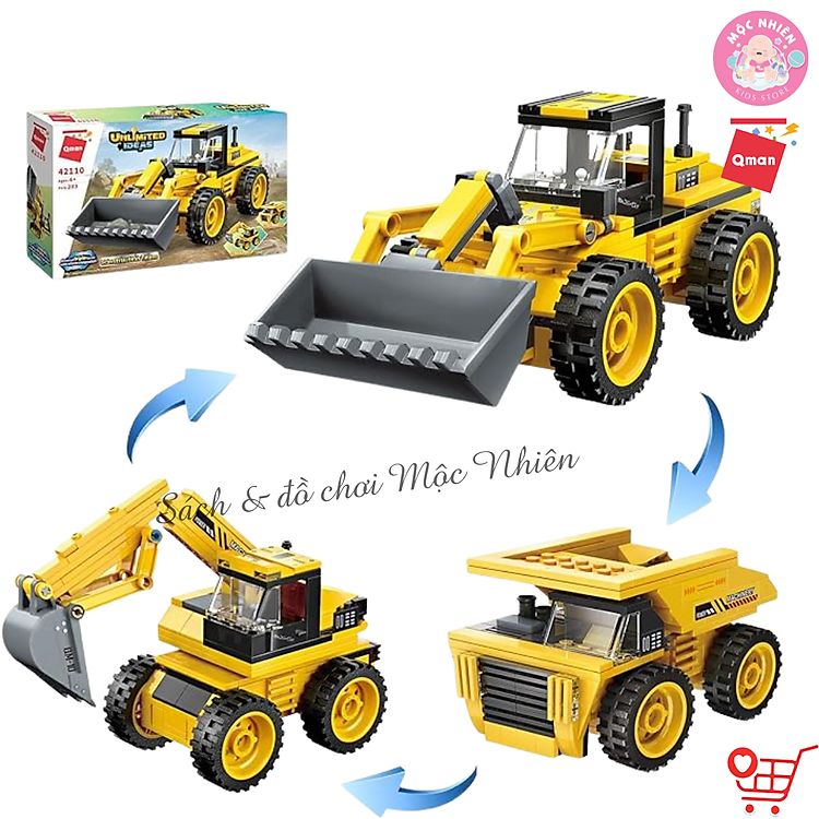 Đồ chơi xếp hình Qman 42110 - Xe xây dựng Chính hãng Tiết kiệm - Hình ảnh 4