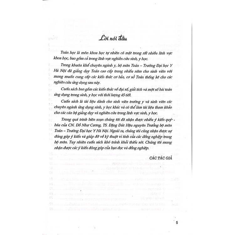 Toán Cao Cấp - Dùng Cho Đào Tạo Bác Sĩ Đa Khoa - Ảnh 4