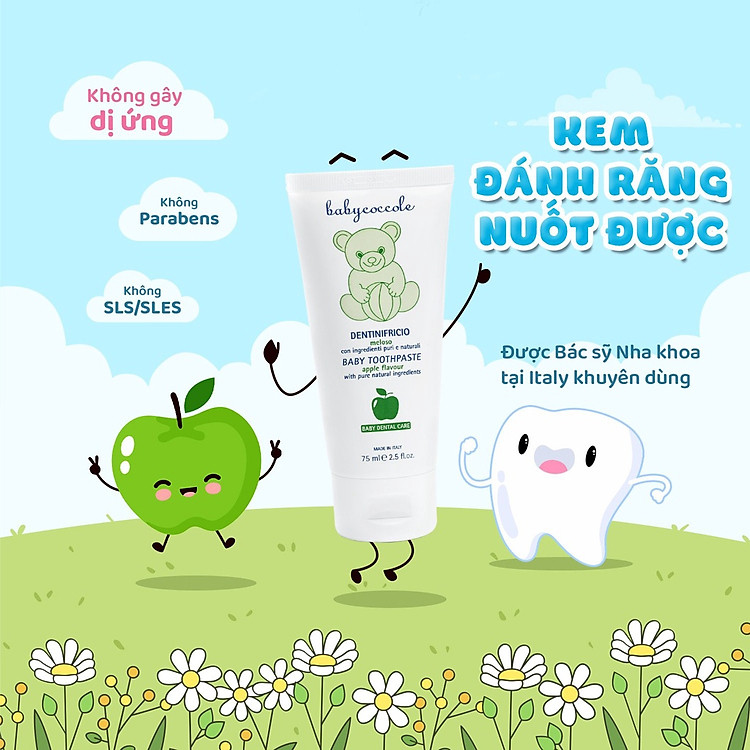 Kem đánh răng Babycoccole - 75ml - Táo Chính hãng Tiết kiệm - Hình ảnh 3