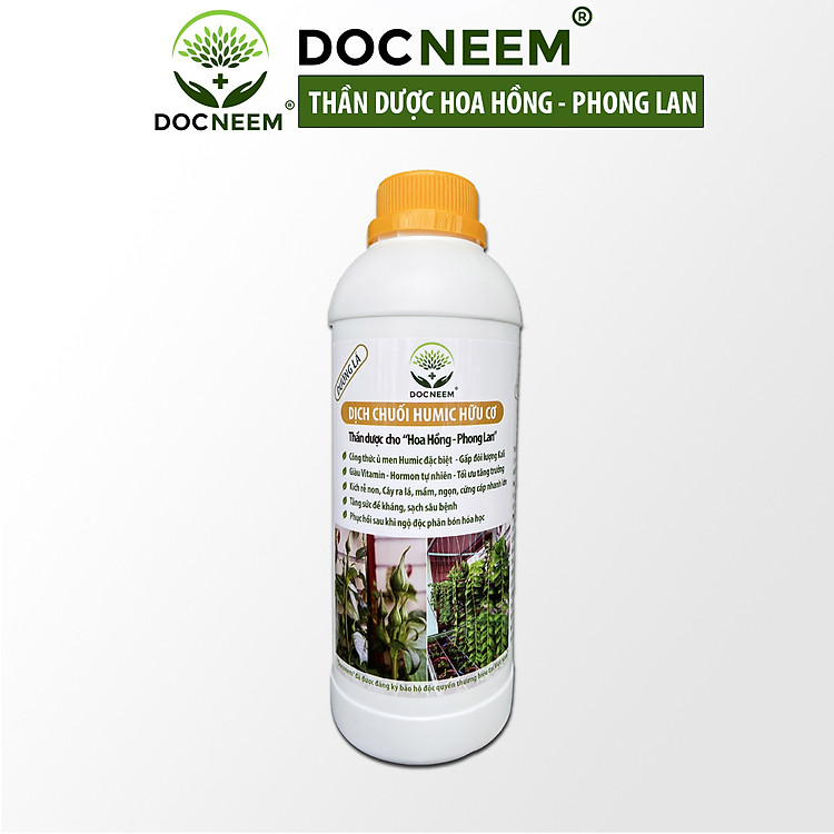 Phân bón hữu cơ dịch chuối DOCNEEM, phân bón cho phong lan, hoa hồng, cây cảnh kích rễ, kích kei, chồi, mầm, chai 1 lít