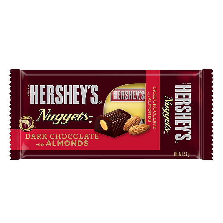 Socola Hershey's Nuggets Đen Hạnh Nhân 56g