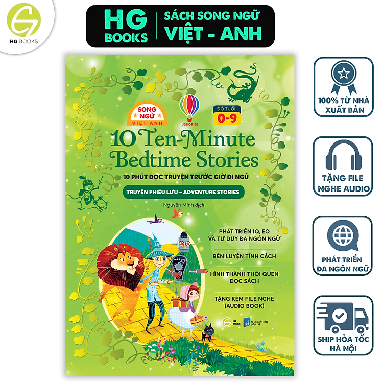 Sách - 10 phút đọc truyện cho bé trước giờ đi ngủ Song ngữ - 10 Ten Minutes Bedtime Stories, truyện cổ tích song ngữ