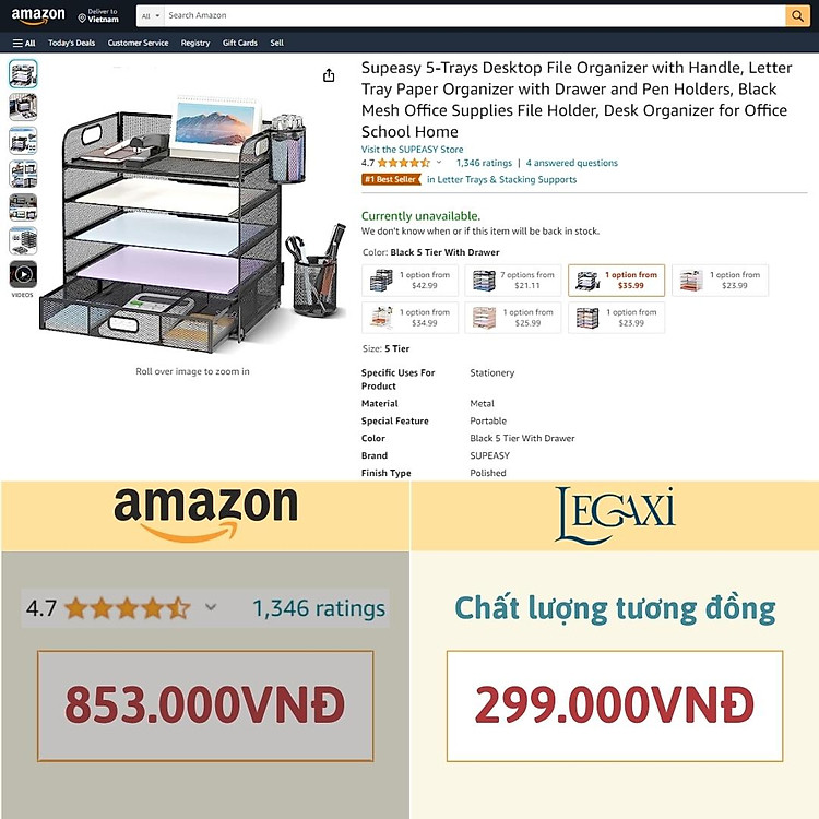 Kệ đựng hồ sơ tài liệu 5 tầng Legaxi - Ảnh 2