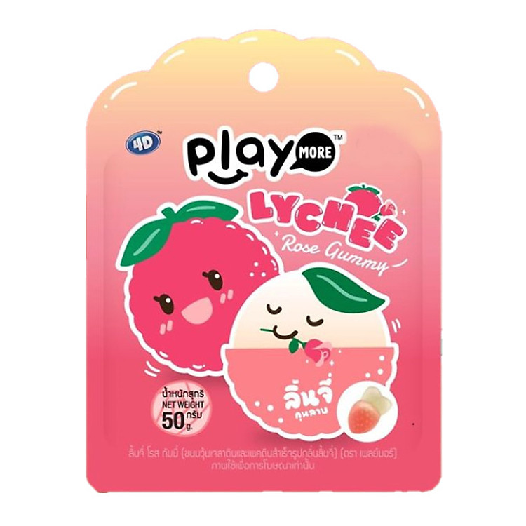 Hộp 8 gói Kẹo dẻo Play More Lychee 50gr