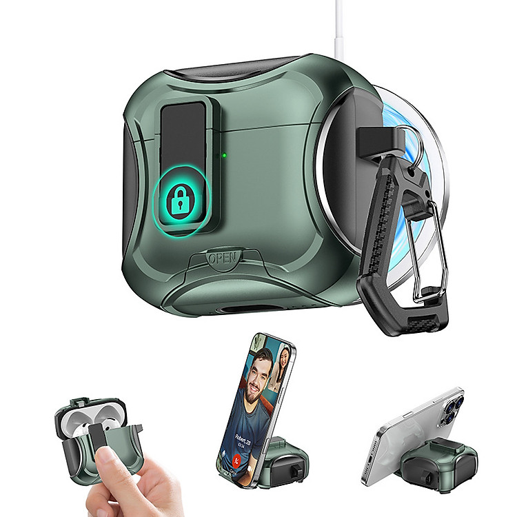 Ốp Case Bao Dành Cho Airpods 4/ Airpods Pro 3, Kai.N Cyber MagLock có Khoá Thông Minh, Sạc từ tính_ Hàng Chính Hãng