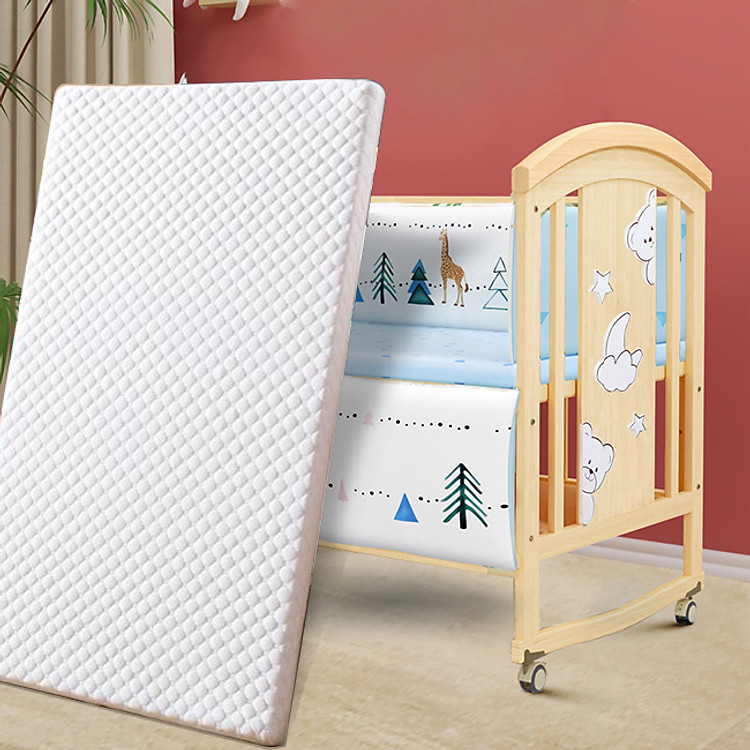 Nôi cho bé trọn bộ giường cũi, nệm xơ dừa và quây lót cũi hoàng gia. Phù hợp cho bé từ 0 đến 12 tuổi.