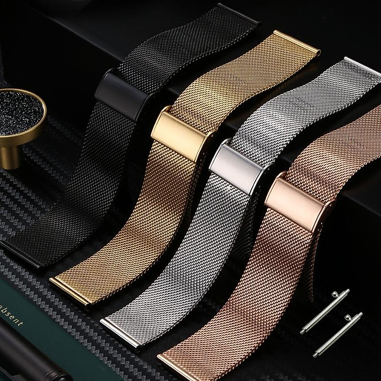 Dây Mesh Lưới Cho Đồng Hồ Fossil Casio Samsung Huawei [Tặng Chốt thông minh & Dụng cụ tháo lắp]