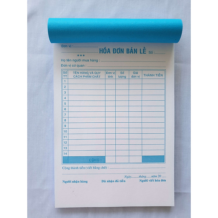 Combo 10 Quyển Hóa Đơn Bán Lẻ 2 Liên Nhất Tín