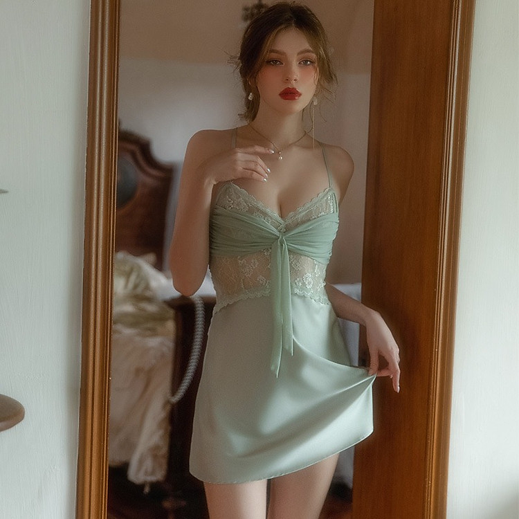 Váy Ngủ Hai Dây Thắt Nơ - B.Lingerie