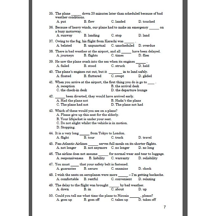 Câu hỏi trắc nghiệm chuyên đề từ vựng Tiếng Anh 12 - Ảnh 7