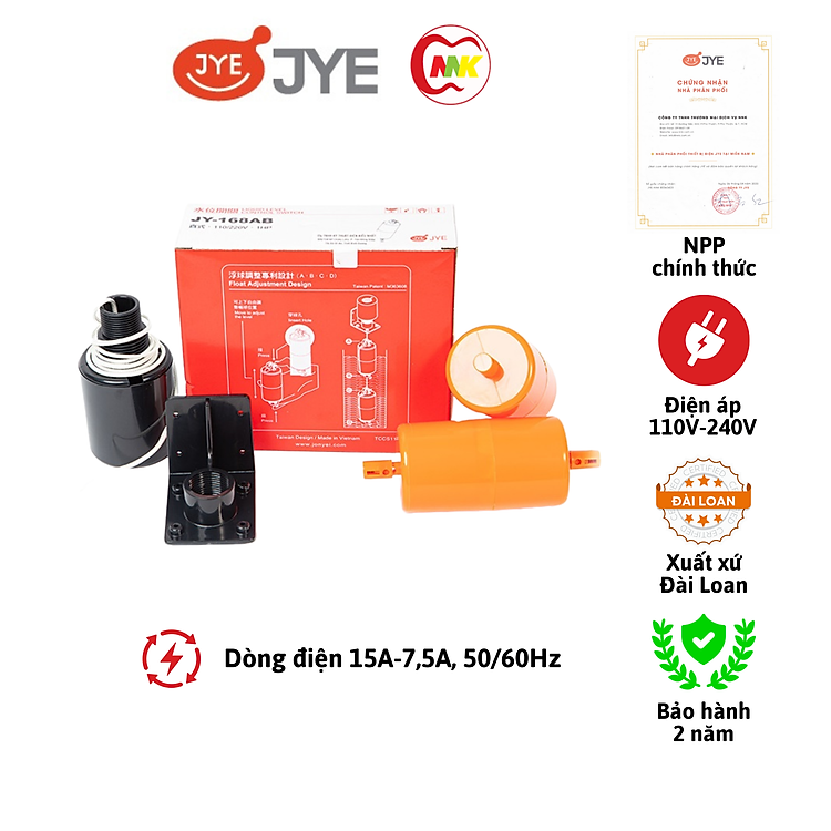 Phao điện/Phao điện chống tràn chống cạn JY-168AB JYE nhựa ABS hàng chính hãng