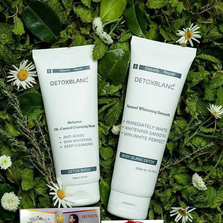 Combo Sữa Tắm Thải Độc Trắng Da Body số 05 và Mặt nạ thải độc Detox Mask số 01- Detox BlanC +Tặng kèm vòng Phong Thủy và Test nước hoa Charme Queen chính hãng