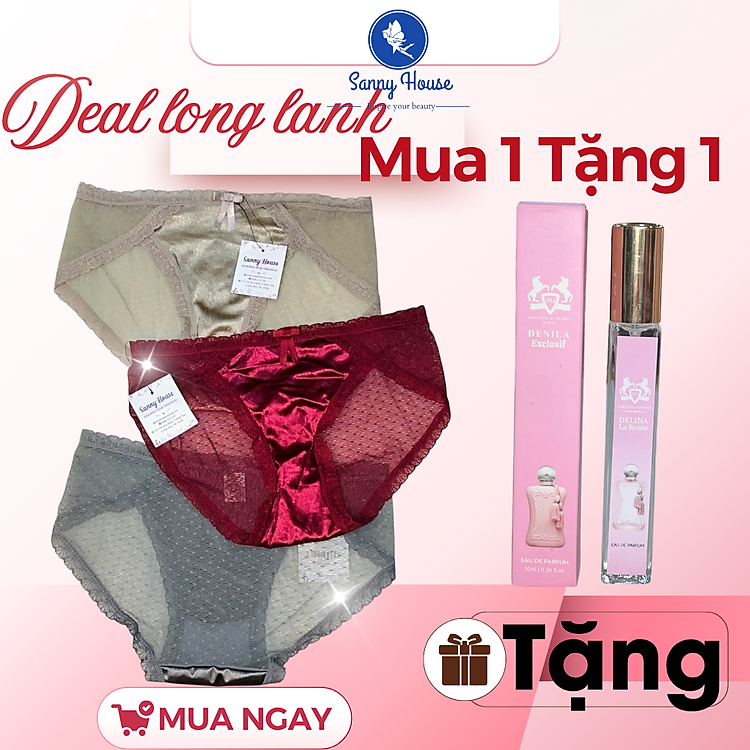 Combo Mix 3 Quần Lót Nữ Nhiều Mẫu Tặng Kèm 10ml Nước Hoa Chính Hãng