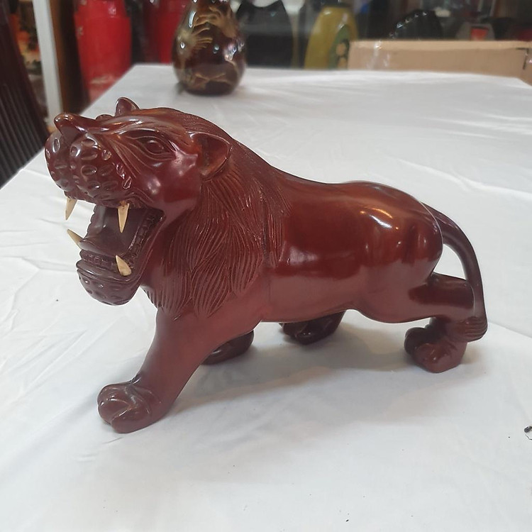 Tượng Gỗ Sư Tử Trang Trí Phong Thủy