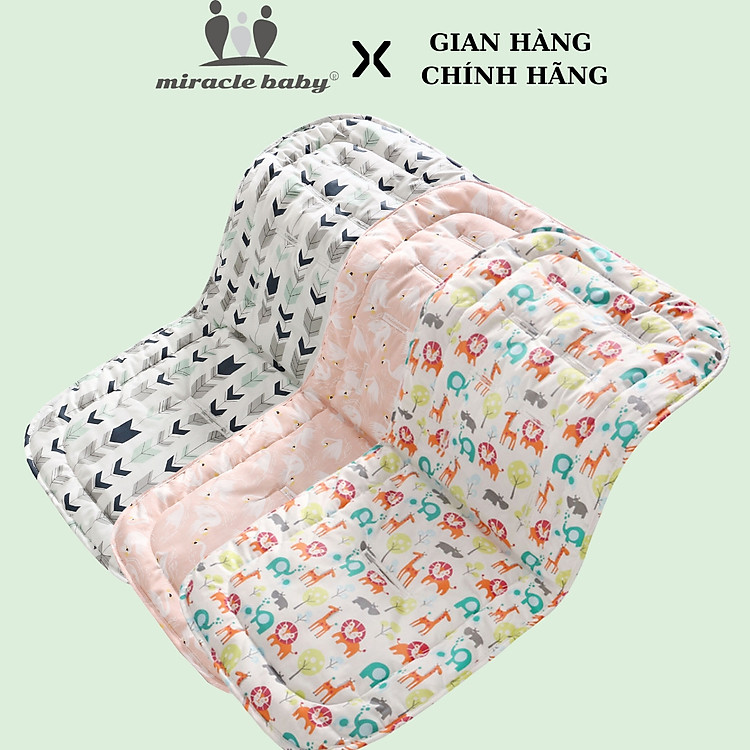 Tấm lót xe đẩy Miraclebaby cotton mềm mại Chính hãng Ưu đãi - Hình ảnh 3