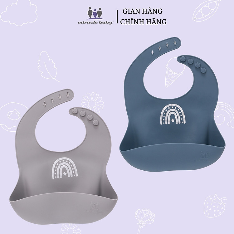 COMBO 2 Yếm ăn dặm silicon Miraclebaby Chính hãng Ưu đãi - Hình ảnh 2