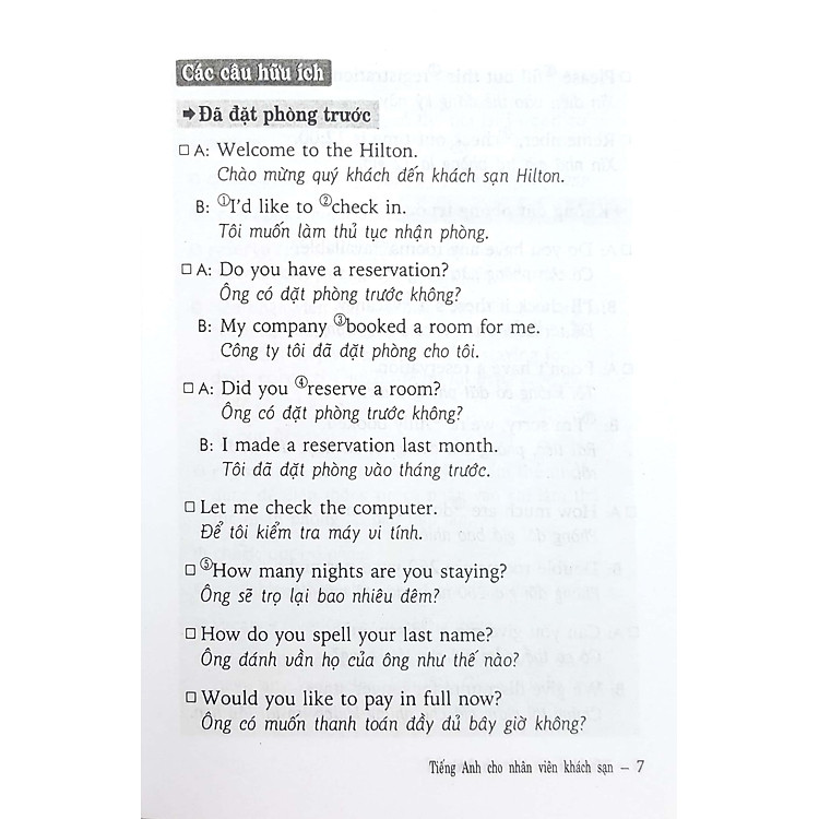 Tiếng Anh Cho Nhân Viên Khách Sạn - Ảnh 5