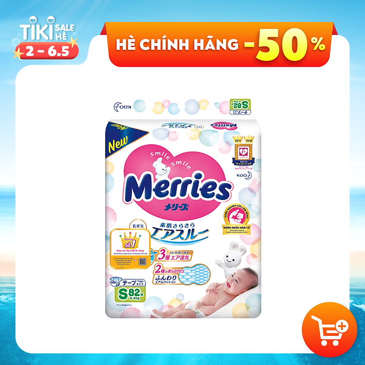 Mua Tã Dán Merries S-82 (82 Miếng) Chính hãng Tiết kiệm - Hình ảnh 2
