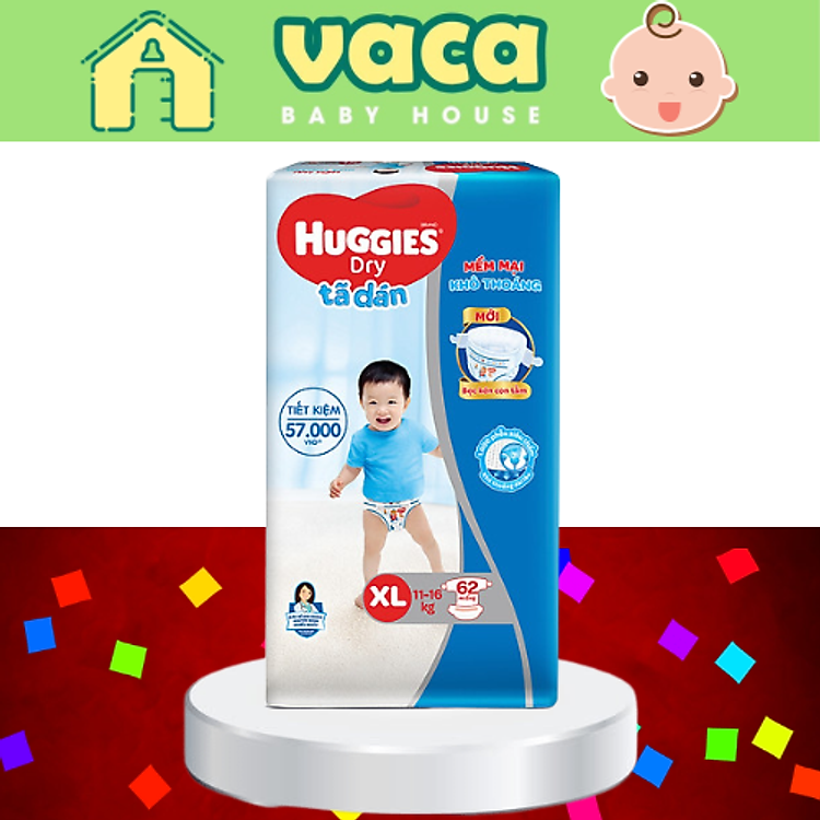 Mua Tã Dán Huggies Dry XL62 - Vaca Baby Chính hãng Ưu đãi - Hình ảnh 4