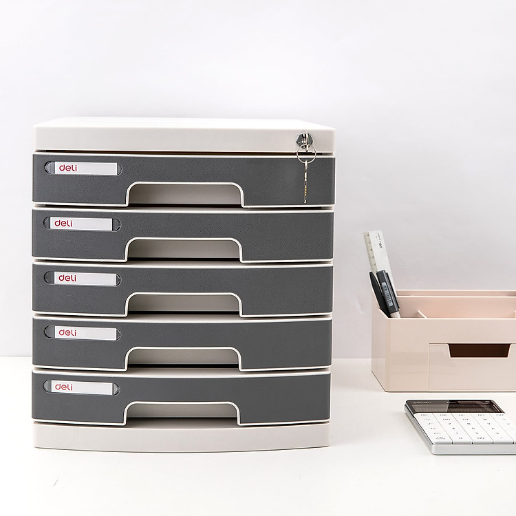 Tủ Tài Liệu 5 Ngăn Deli (Màu Ghi) - Ảnh 3