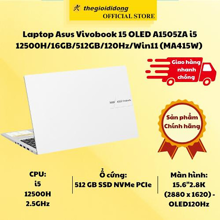Laptop Asus Vivobook 15 OLED A1505ZA i5 12500H/16GB/512GB/120Hz/Win11 (MA415W) - Hàng Chính Hãng