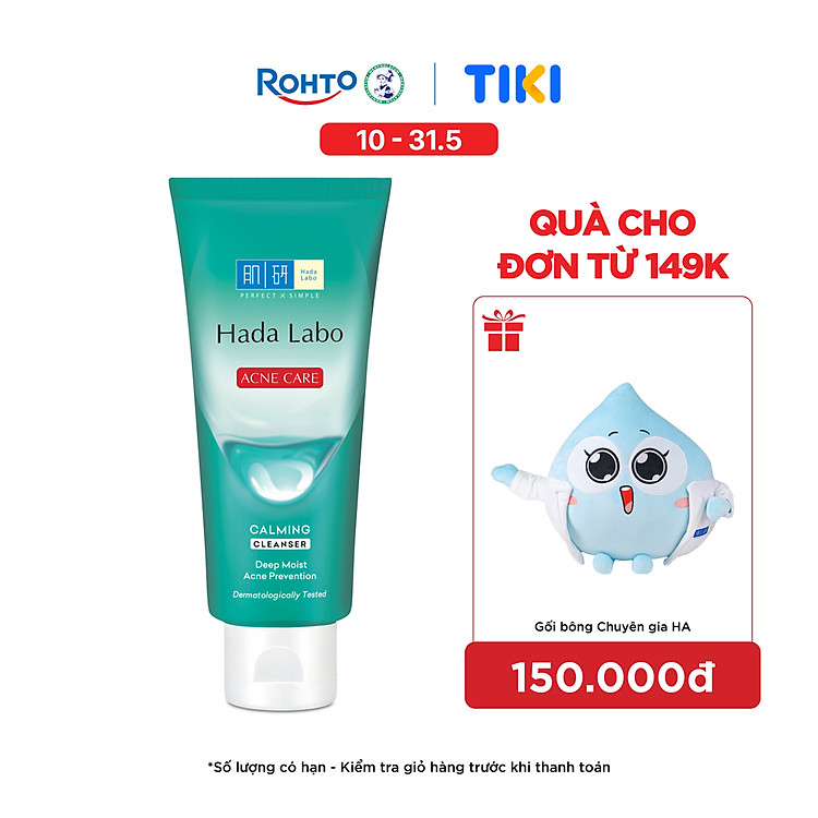 Sữa rửa mặt Hada Labo cho da dầu mụn, da nhạy cảm Hada Labo Acne Care Calming Cleanser 80g