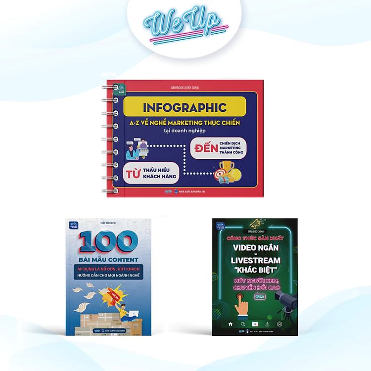 Combo 3 sách: Infographic Marketing thực chiến. 100 Bài mẫu content, Công thức sản xuất video ngắn livestrem (Combo/lẻ)