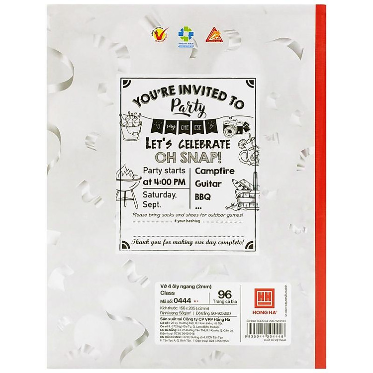 Vở 4 Ô Ly Ngang 96 Trang 58gsm Class Let's Party (5 quyển) - Ảnh 2