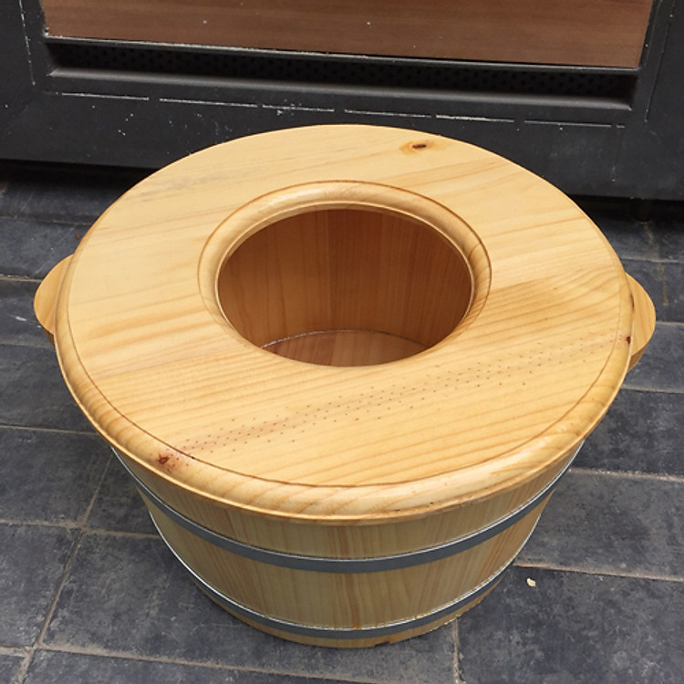 CHẬU NGÂM CHÂN GỖ THÔNG MẪU TRƠN KÈM NẮP RỜI XÔNG PHỤ KHOA
