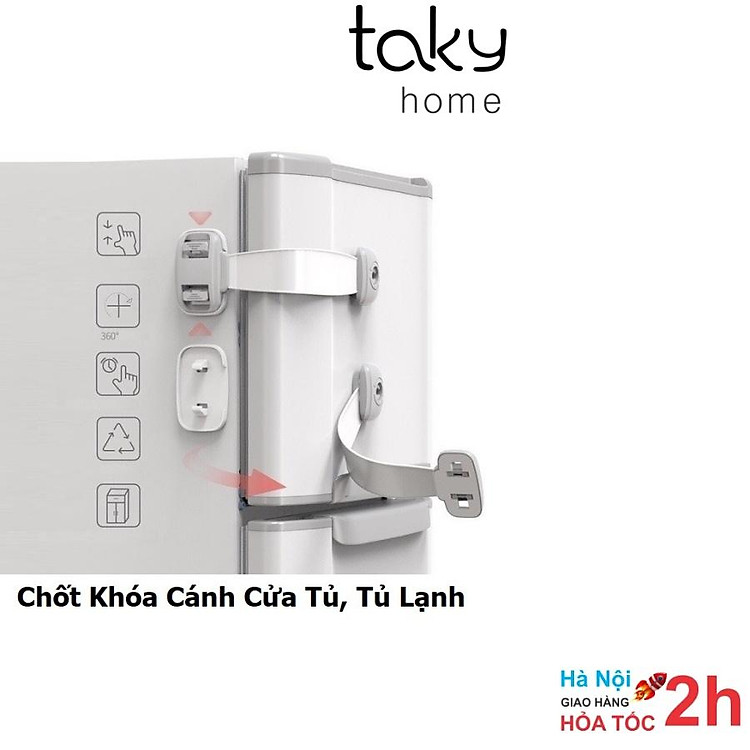 Dây Chốt Khóa Cánh Tủ Lạnh, Khóa Chốt Ngăn Kéo Nhỏ Gọn, Tủ Đồ, Chốt Chặn Cánh Cửa An Toàn Cho Bé, An Tâm Cho Mẹ - TakyHome 3104