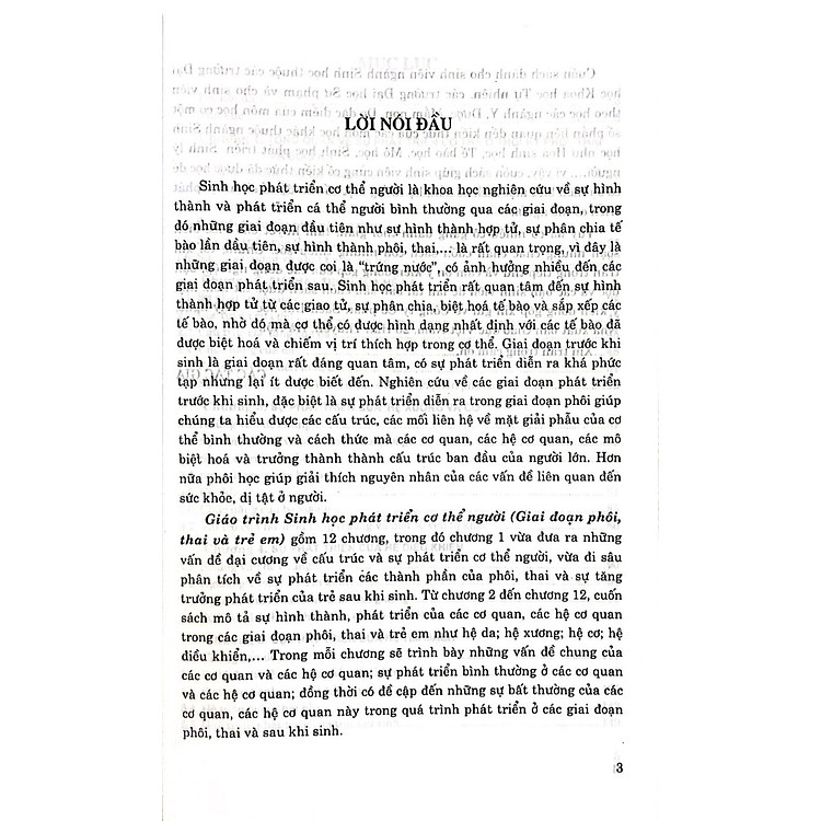 Giáo Trình Sinh Học Phát Triển Cơ Thể Người (Giai Đoạn Phôi, Thai Và Trẻ Em) - Ảnh 2