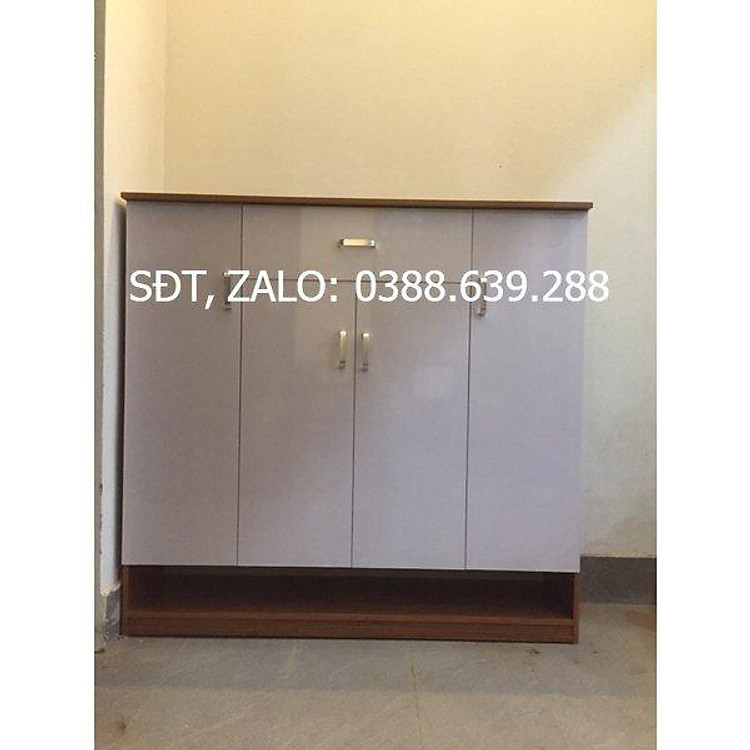 tủ giày nhựa đài loan cánh trắng khung vân gỗ đỏ