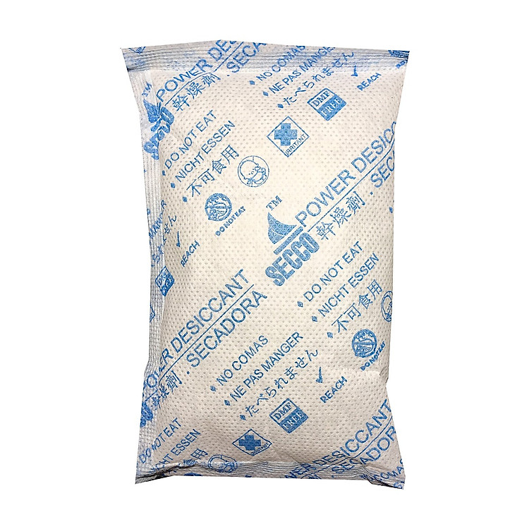 Gói hút ẩm Secco silica gel 100gr - 1kg(10 gói) - bảo quản thiết bị điện tử, máy ảnh không ẩm móc - Chính hãng - Vải trắng - Chữ to xanh 2 mặt.