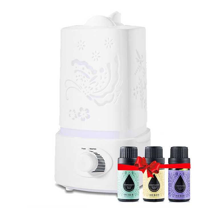 Máy Khuếch Tán Tinh Dầu Hồ Điệp 1500ml Tặng 3 Chai Sả Chanh + Bạc Hà + Oải Hương 10ml Nhập Khẩu Ấn Độ | Xông Phòng 50m2 | MKT14