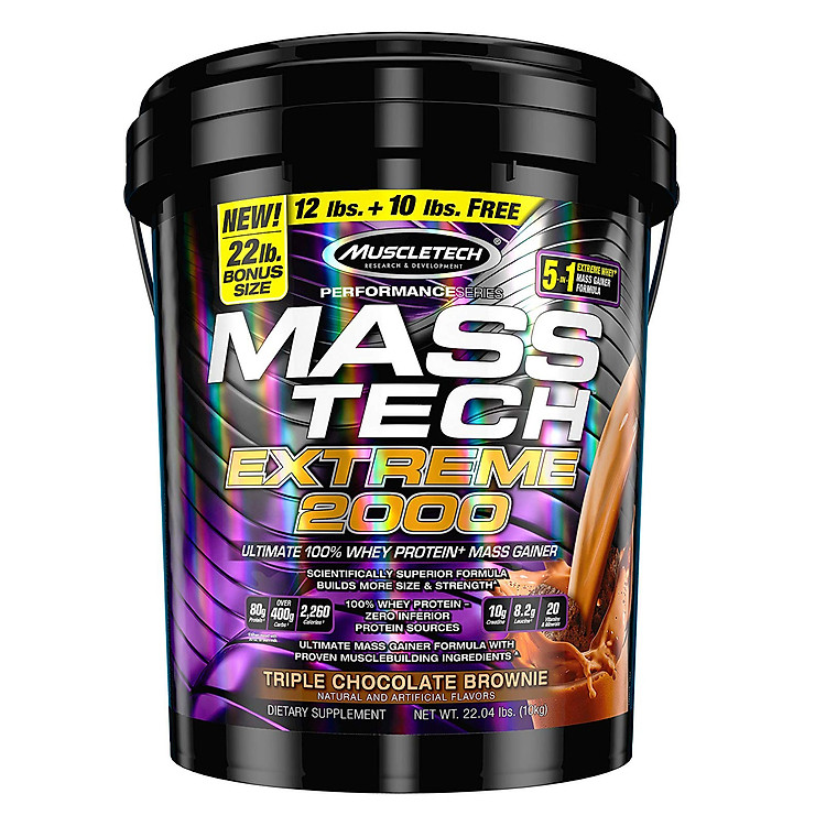 Sữa tăng cân MASS TECH EXTREME 2000 của MuscleTech hương chocolate thùng 10kg