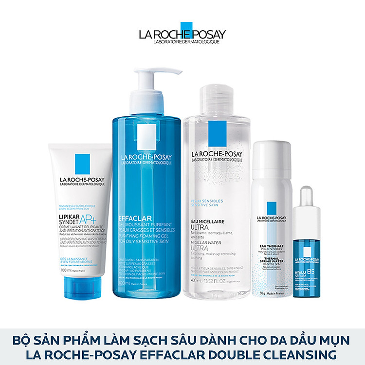 Bộ sản phẩm làm sạch sâu dành cho da dầu mụn La Roche-Posay Effaclar Double Cleansing